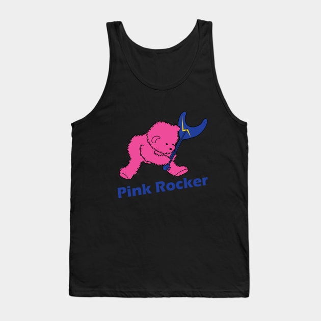 Pink Rocker Bear Punk Rocker Air Guitar Tank Top by CGD